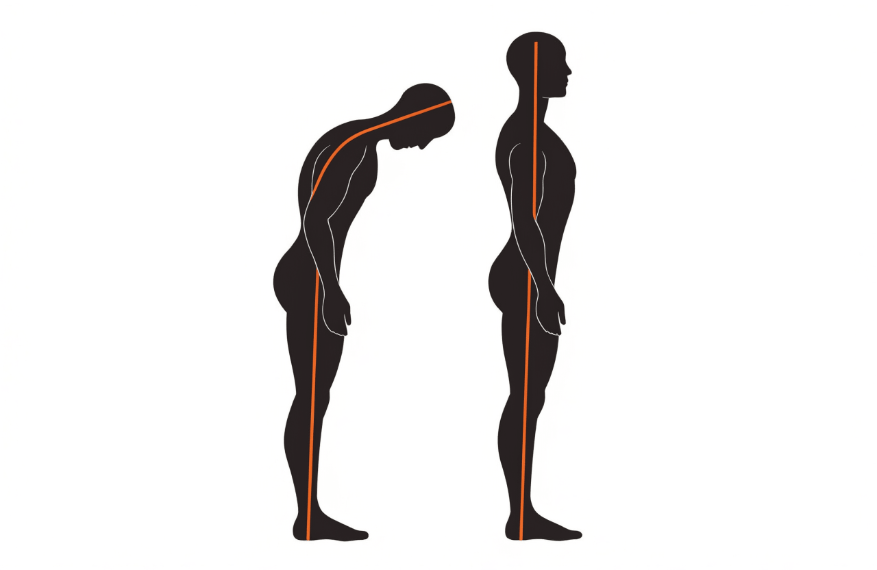 Side profile silhouette showing aligned neutral spine
